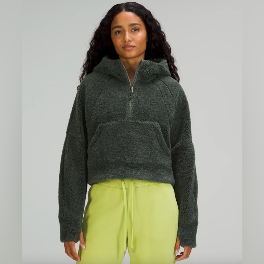 Lululemon Scuba Half Zip Oversized Hoodie Sweater Fleece Smoked Spruce XS/S